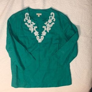 *2 for $10* Teal/green embroidered shirt